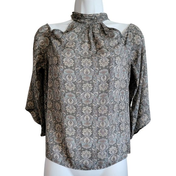 American Eagle Women's Top Off-the-Shoulders Cut-Out Pastel Print X-Small (EUC) - Picture 1 of 6